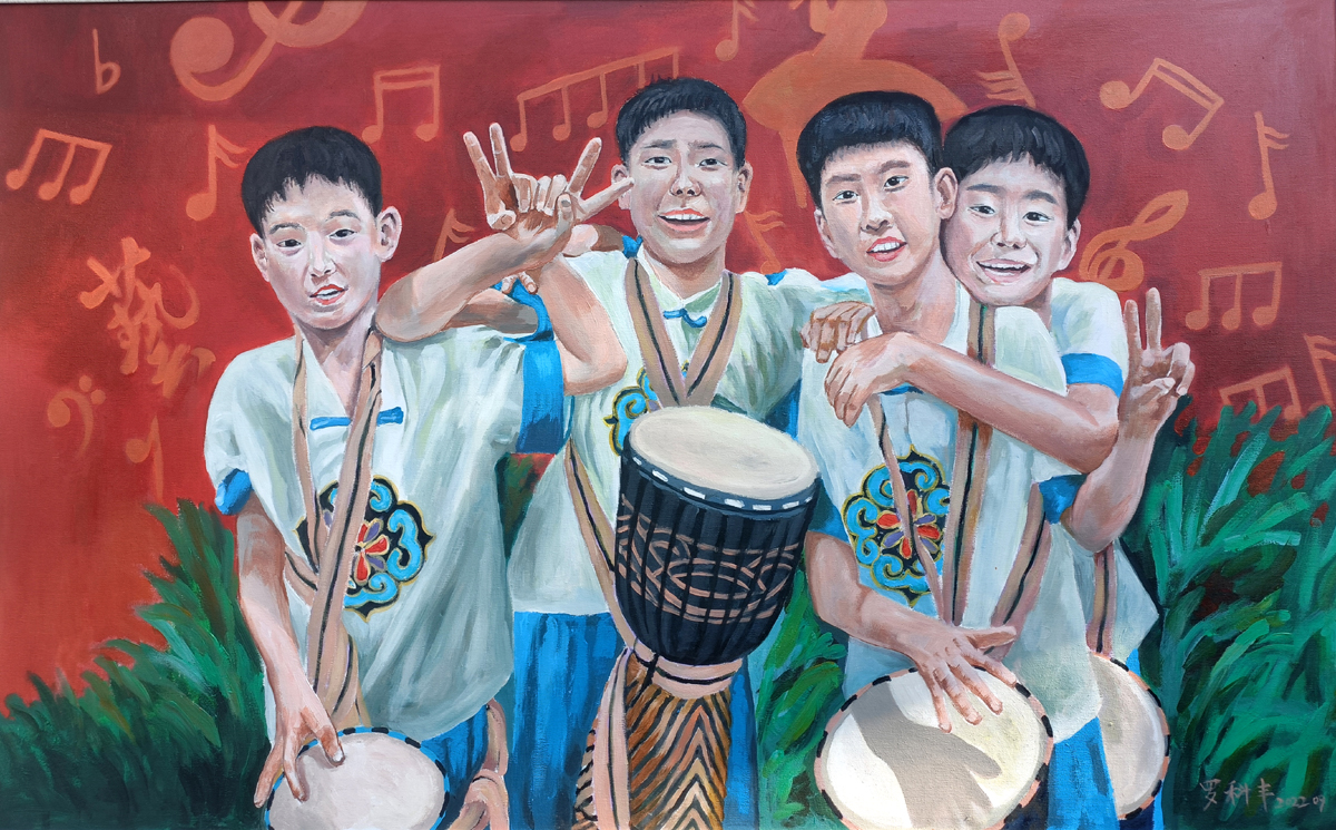 我的丙烯油画《双减时代》在《美术报》教师园地栏目刊登