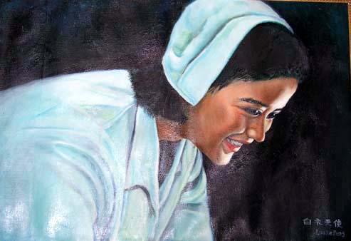 医者仁心！我于2003年非典与甲型流感期间画的两幅赞颂医护人员的油画作品，请于批评！